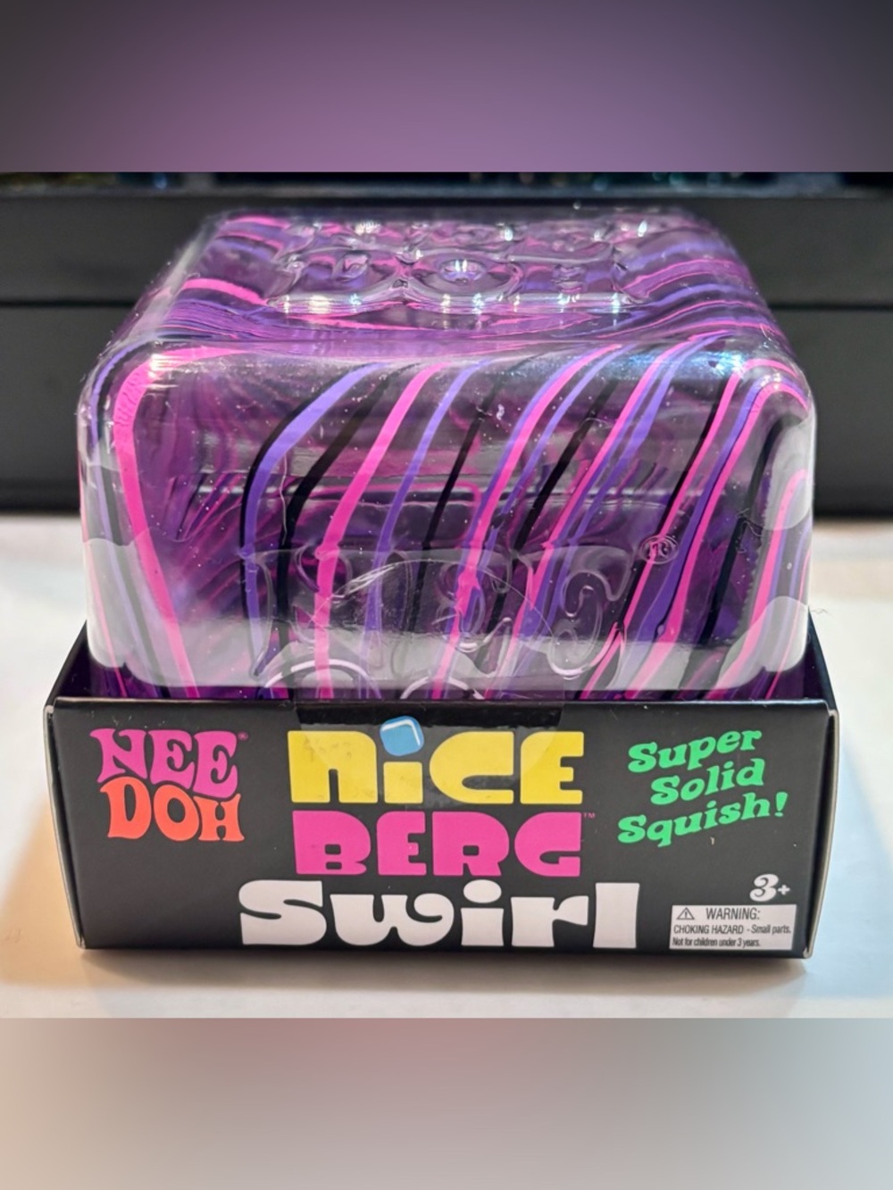 NeeDoh Nice Berg Swirl - Purple, Pink, Black Clear